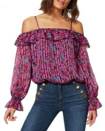 Ramy Brook Jaclyn Printed Off-Shoulder Top at Neiman Marcus