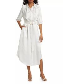 Ramy Brook Janiyah Satin Belted Midi Shirtdress at Saks Fifth Avenue