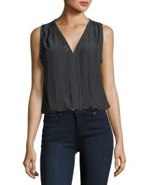 Ramy Brook Julia V-Neck Sleeveless Top with Ring Details   Neiman at Neiman Marcus