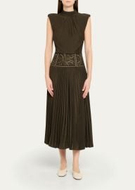 Ramy Brook Kimberly Embroidered Pleated Midi Dress - at Bergdorf Goodman