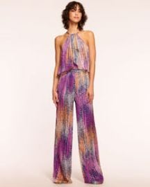 Ramy Brook Leora Tie Dye Dotted Jumpsuit in Deep Lilac Dot at Ramy Brook