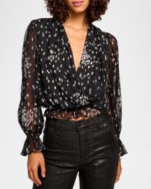 Ramy Brook Levi Dot Semi-Sheer Blouse at Neiman Marcus