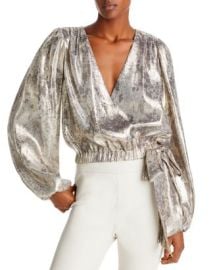 Ramy Brook Lumen Metallic Balloon Sleeve Top Bloomingdales at Bloomingdales