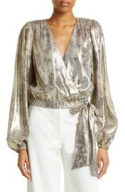 Ramy Brook Lumen Metallic Silk Top at Nordstrom