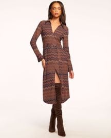 Ramy Brook Lydia Metalllic Chevron Long Sleeve Shirtdress at Ramy Brook