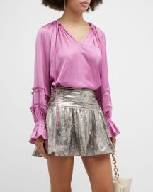 Ramy Brook Maty V-Neck Bell-Sleeve Blouse at Neiman Marcus