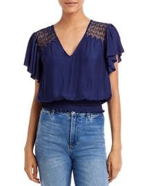 Ramy Brook Mia Beaded Crochet Inset Top at Bloomingdales