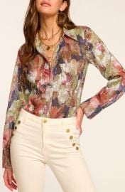 Ramy Brook Nicole Metallic Floral Button-Up Shirt at Nordstrom