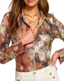 Ramy Brook Nicole Metallic Printed Shirt Bloomingdales at Bloomingdales