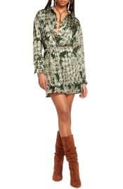 Ramy Brook Palmer Floral Long Sleeve Mini Shirtdress in Dark Sage Combo Autumn Burnout at Nordstrom Rack at Nordstrom Rack
