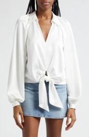 Ramy Brook Posh Emily Tie Waist Satin Top at Nordstrom