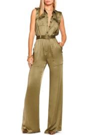 Ramy Brook Rayna Belted Wide Leg Satin Jumpsuit at Nordstrom