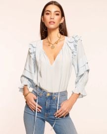 Ramy Brook Samira Ruffle Top in Crystal Blue at Ramy Brook