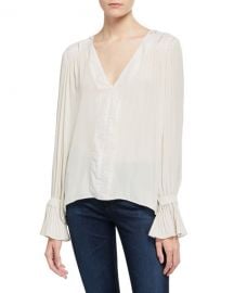 Ramy Brook Sumner Embroidered V-Neck Top at Bergdorf Goodman