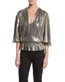 Ramy Brook Tonya Metallic Peplum Top at Bergdorf Goodman