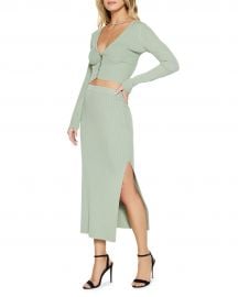 Ramy Brook Traci Ribbed Midi Skirt with Slits at Neiman Marcus