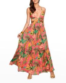 Ramy Brook Tulum Tropical Side Cut Out Maxi Dress at Neiman Marcus