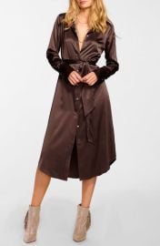 Ramy Brook Victoria Tie Waist Long Sleeve Silk Blend Shirtdress at Nordstrom