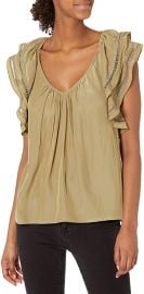 Ramy Brook Women\'s Merrit Sleeveless Ruffle Top at Amazon