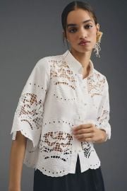 Ranna Gill Cutwork Buttondown Blouse at Anthropologie
