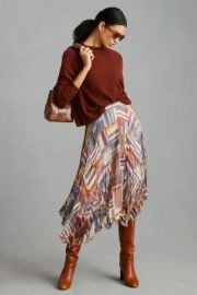 Ranna Gill Pleated Printed Midi Skirt at Anthropologie