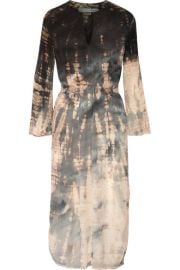 Raquel Allegra  Tie-dyed crinkled silk-crepe midi dress at Net A Porter