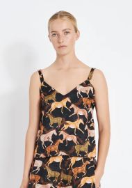 Raquel Allegra Horses Print Silk Jacquard Drew Tank Top at Raquel Allegra