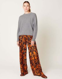 Raquel Allegra Wide Leg Pant - Painted Abstract Forest Vibrations Print Garmentory at Garmentory