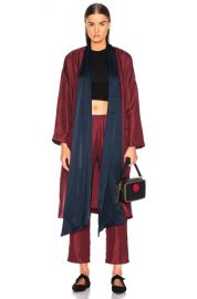 Raquel Allegra Wrap Trench in Crimson   FWRD at Forward