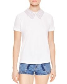 Rare Lace Collar Keyhole Tee by Sandro at Bloomingdales