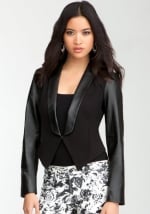 Ravenna Leather Contrast Blazer by Bebe at Bebe