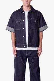Raw Denim Short-Sleeve Jacket - Blue mnml shop now at MNML