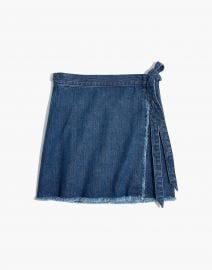 Raw-Hem Mini Wrap Skirt in Cardiff Wash by Madewel at Madewell