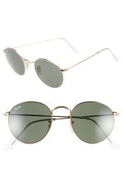 Ray-Ban Icons 50mm Round Metal Sunglasses in Gunmetal/Green Solid  at Nordstrom