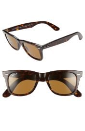 Ray-Ban Standard Classic Wayfarer 50mm Polarized Sunglasses in Dark Tortoise/Brown Solid  at Nordstrom