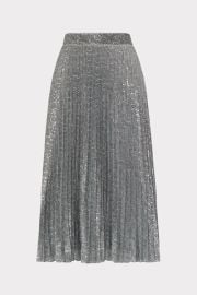 Rayla Pleated Sequins Skirt in Silver MILLY at Milly