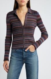 Re/Done Rib Wool Polo Cardigan at Nordstrom