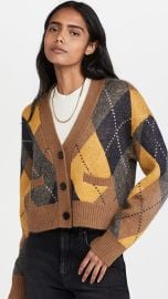 Re Done 90s Cardigan in Caramel Navy Argle at Shopbop