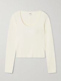 Re Done Scallop Scoop Neck Long Sleeve Top at Net a Porter