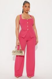 Ready For Business Office Vest Wide Leg Pant Set - Fuchsia Fashion Nova at Fashion Nova