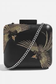 Real Leather Bird Boxy Clutch at Topshop