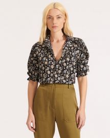 Reba Floral Print Stretch Silk Blouse by Veronica Beard at Veronica Beard