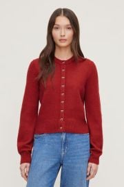Rebecca Bow Button Cardigan Red Dynamite at Dynamite