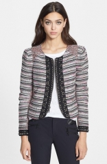 Rebecca Minkoff Roxy Studded Multi Stripe Boucl Jacket at Nordstrom