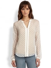 Rebecca Taylor - Chiffon Oversized Swiss Dot Blouse at Saks Fifth Avenue