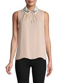 Rebecca Taylor - Embroidered Bird Collar Silk Blouse at Saks Off 5th