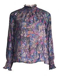 Rebecca Taylor - Floral High-Neck Blouse at Saks Fifth Avenue