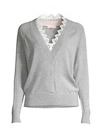 Rebecca Taylor - Merino Wool Lace-Trim Sweater at Saks Fifth Avenue