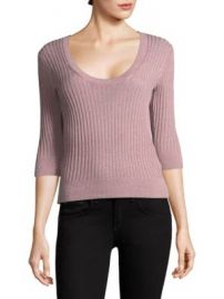 Rebecca Taylor - Scoopneck Fitted Metallic Ribbed Top at Saks Fifth Avenue