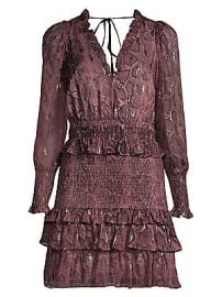 Rebecca Taylor - Smocked Snake Print Mini Dress at Saks Fifth Avenue